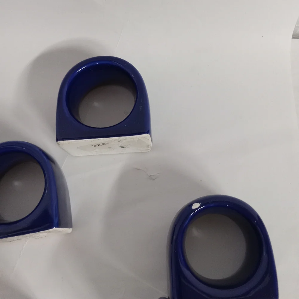 Vintage 8 Napkin Rings Cobalt Blue Ceramic Pier1